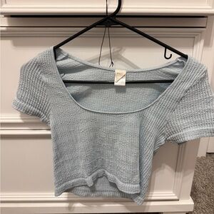 PacSun Light Blue Ribbed Scoop Neck Crop Top